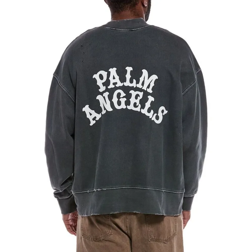 Palm Angels Mens Crewneck Sweatshirt, Grey